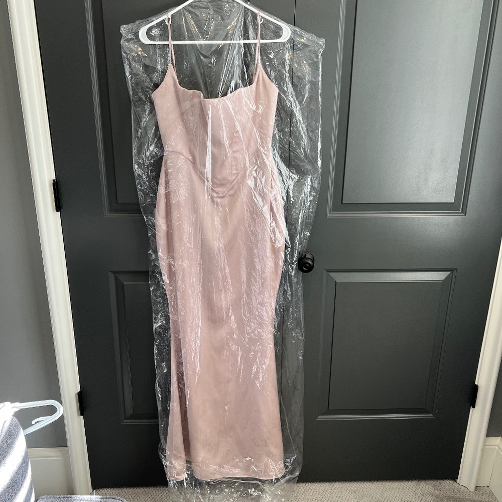 Olivette Crystal Satin Corset Maxi Dress-Size Large - Picture 7 of 15